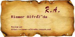 Riemer Alfréda névjegykártya